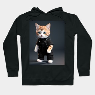 Cat Wearing Overalls - Modern Digital Art Hoodie